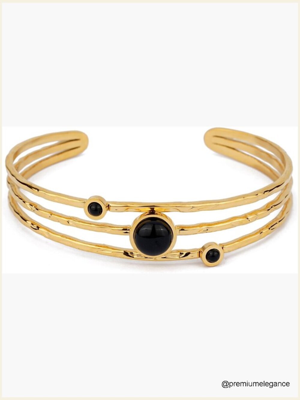 Natural Stone Cuff Bracelet 18k Gold Plated Adjustable Open Design